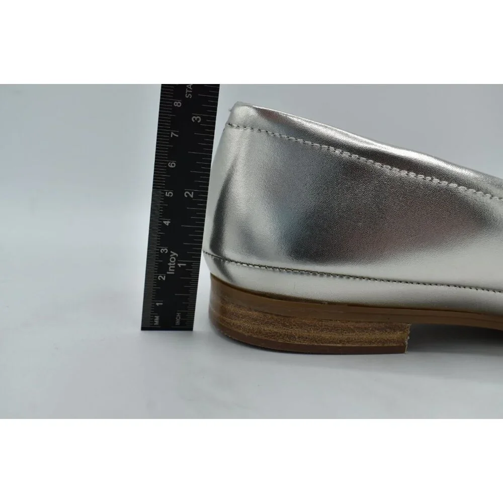 Blondo Women 9 Benita Platinum Metallic Leather Waterproof Slip On Loafers Shoes